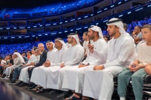 منصور بن محمد يشهد جانبًا من مباراة نهائي الدوري الأدرِياتيكي لكرة السلة