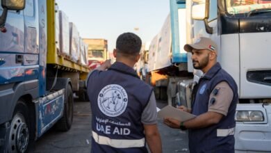 ضمن عملية “الفارس الشهم 3”.. دخول 3 قوافل مساعدات إماراتية إلى غزة تحمل 544 طناً من المواد الإغاثية 2 الفارس الشهم 3