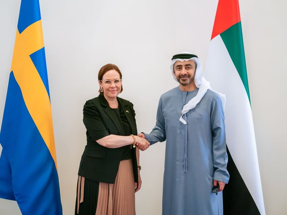 عبدالله بن زايد يستقبل وزيرة خارجية السويد ويبحثان العلاقات الثنائية والتطورات الإقليمية 1 عبدالله بن زايد يستقبل وزيرة خارجية السويد ويبحثان العلاقات الثنائية والتطورات الإقليمية
