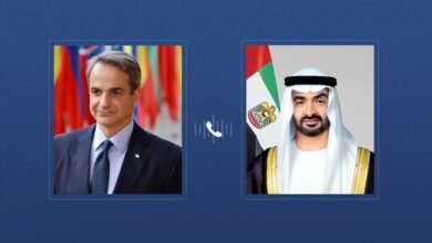 بحث خلاله تعزيز الشراكة الإستراتيجية..رئيس الدولة يتلقى اتصالاً هاتفياً من رئيس وزراء اليونان 5 بحث خلاله تعزيز الشراكة الإستراتيجية..رئيس الدولة يتلقى اتصالاً هاتفياً من رئيس وزراء اليونان