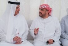 سعود بن صقر يقدم واجب العزاء في وفاة عبدالله عبدالله أحمد النعيمي