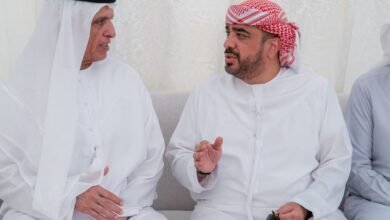سعود بن صقر يقدم واجب العزاء في وفاة عبدالله عبدالله أحمد النعيمي
