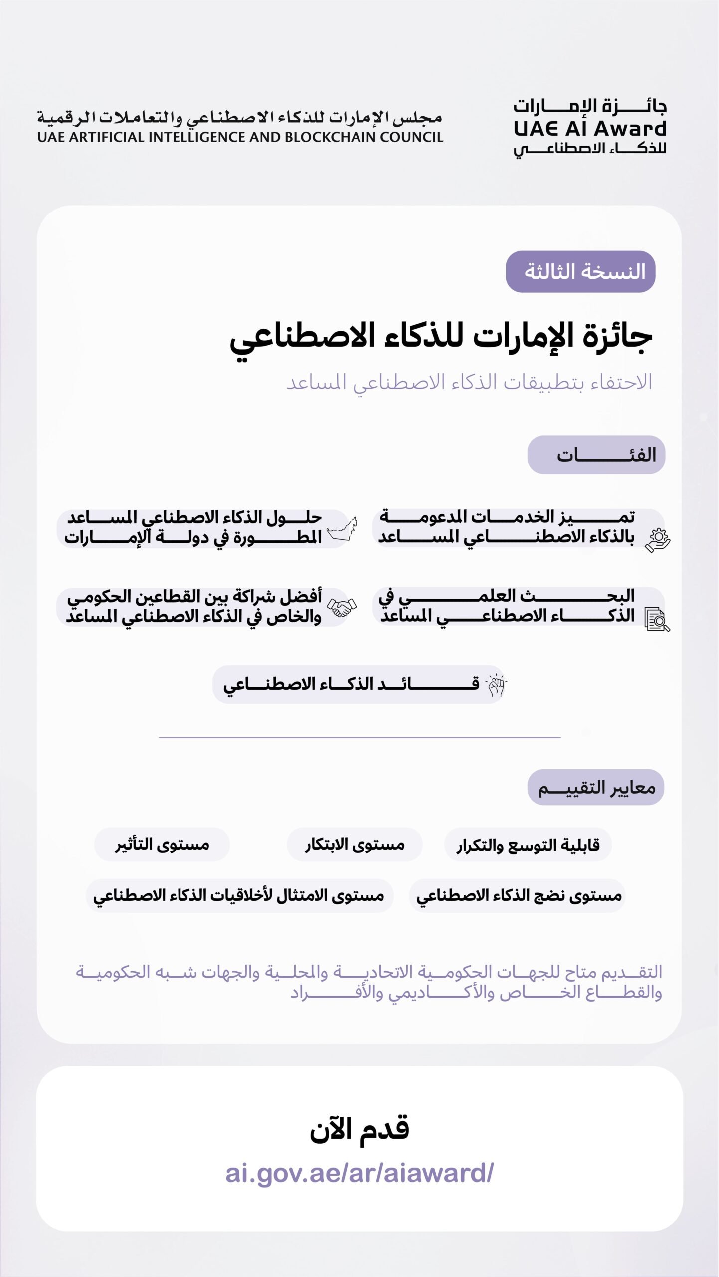 فتح باب الترشح لجائزة الإمارات للذكاء الاصطناعي في دورتها الثالثة بخمس فئات جديدة 1 الإمارات