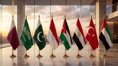 بيان مشترك لوزراء خارجية الإمارات وتركيا ومصر والأردن وإندونيسيا وباكستان والسعودية وقطر