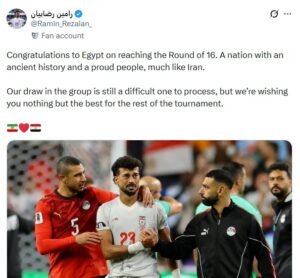 نجم إيران يهنئ مصر بعد الإنجاز المونديالي 2 نجم إيران يهنئ مصر بعد الإنجاز المونديالي