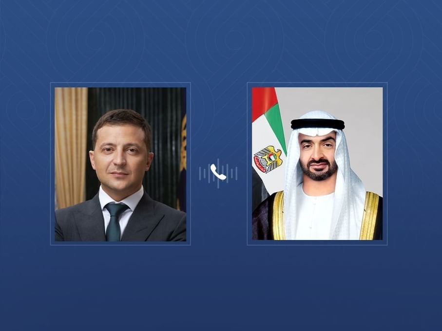 رئيس الدولة يبحث التطورات الإقليمية ومستجدات الأزمة الأوكرانية مع زيلينسكي 1 رئيس الدولة يبحث التطورات الإقليمية ومستجدات الأزمة الأوكرانية مع زيلينسكي