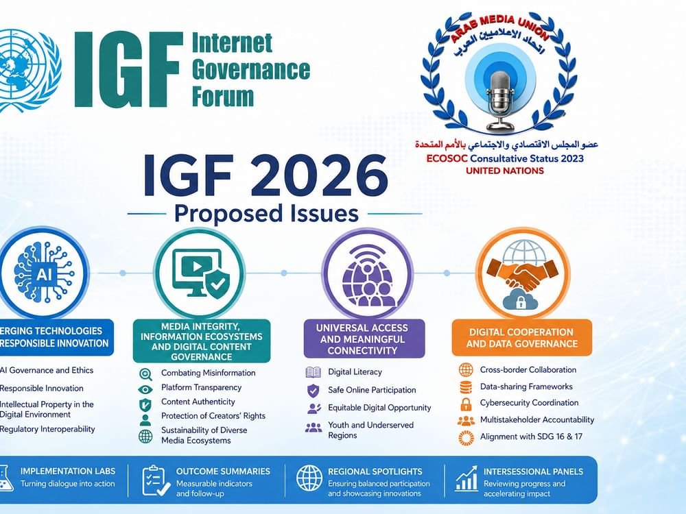 اتحاد الإعلاميين العرب يطرح رؤية لتعزيز الحوكمة الرقمية العالمية 1 اتحاد الإعلاميين العرب يطرح رؤية لتعزيز الحوكمة الرقمية العالمية
