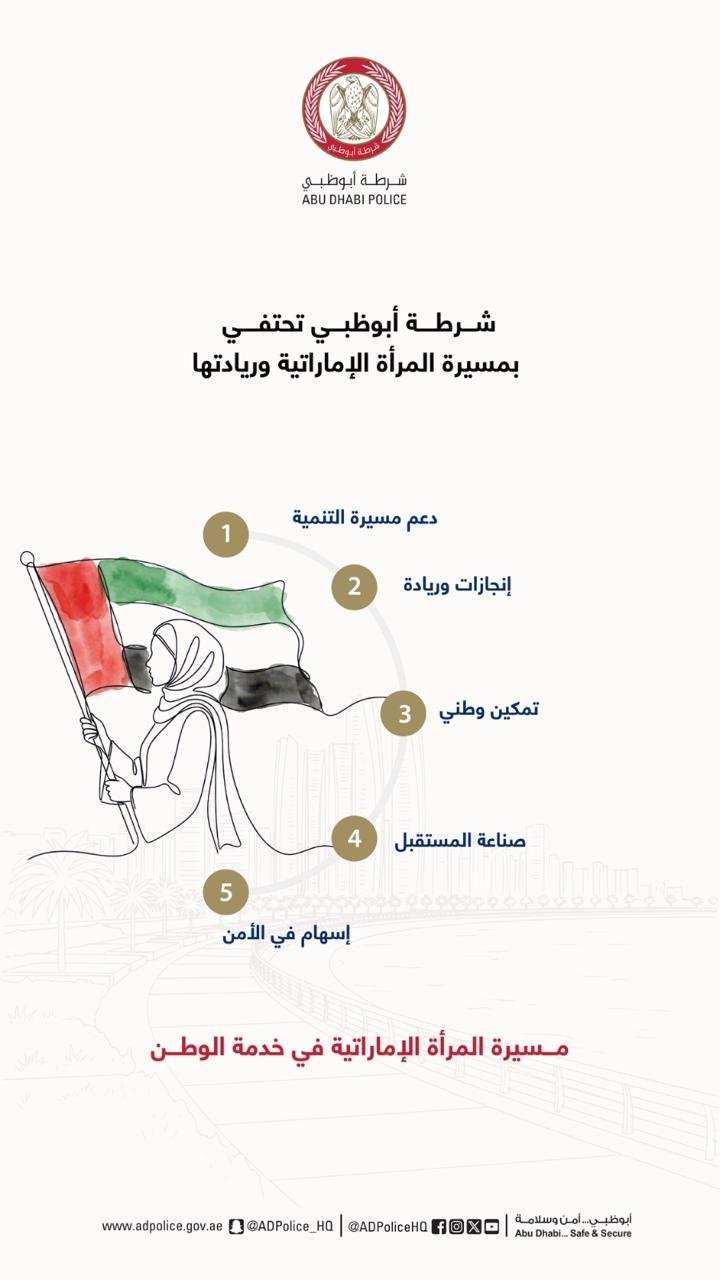 شرطة أبوظبي تنظم ملتقى المرأة الإماراتية "مسيرة وطن.. الريادة وصناعة المستقبل" 1 شرطة أبوظبي تنظم ملتقى المرأة الإماراتية "مسيرة وطن.. الريادة وصناعة المستقبل"