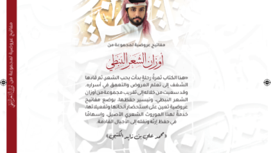 أكاديمية الشعر تصدر «مفاتيح عروضية لمجموعة من أوزان الشعر النبطي» لمحمد علي بن زايد الكتبي 2 أكاديمية الشعر