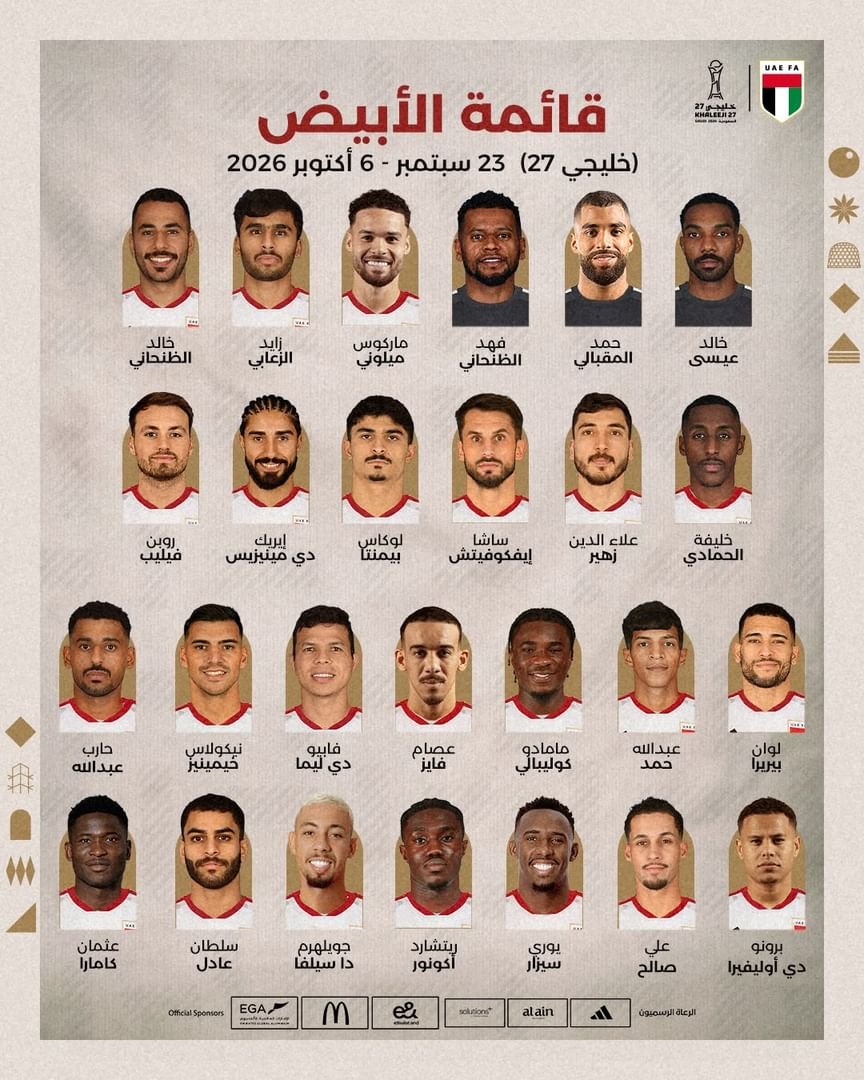 26 لاعبا في قائمة المنتخب الوطني المشارك في "خليجي 27" 1 خليجي 27