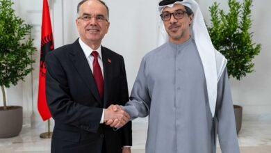 منصور بن زايد يستقبل الرئيس الألباني