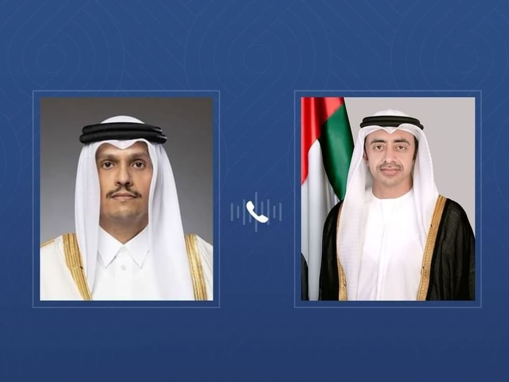 عبدالله بن زايد ورئيس مجلس الوزراء وزير خارجية قطر يبحثان هاتفياً التطورات الإقليمية 1 عبدالله بن زايد ورئيس مجلس الوزراء وزير خارجية قطر يبحثان هاتفياً التطورات الإقليمية