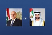 رئيس الدولة يتلقى اتصالاً هاتفياً من الرئيس اللبناني 11 رئيس الدولة يتلقى اتصالاً هاتفياً من الرئيس اللبناني