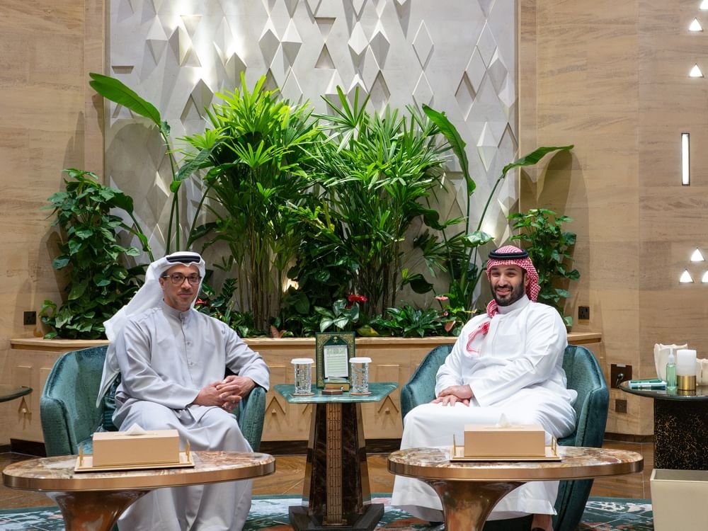 منصور بن زايد وولي عهد السعودية يبحثان العلاقات الأخوية 1 منصور بن زايد وولي عهد السعودية يبحثان العلاقات الأخوية