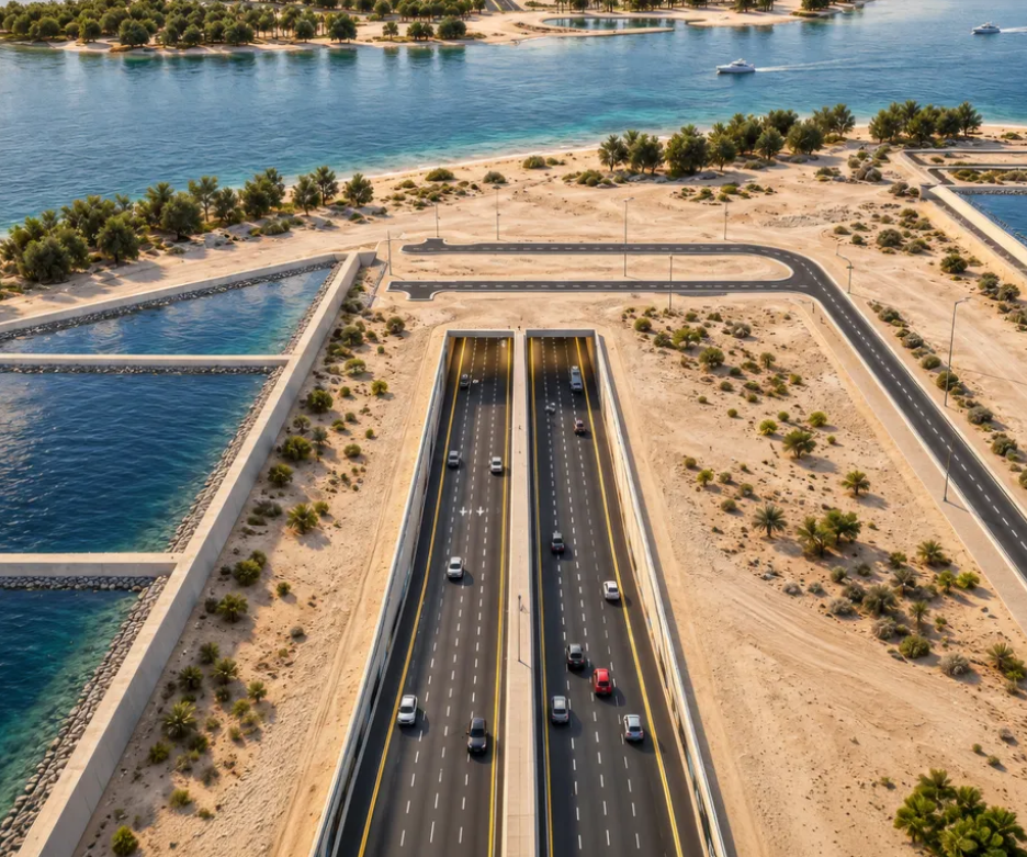 دائرة البلديات والنقل تستكمل المرحلة الأولى من مشروع «طريق الجزر الوسطية» بقيمة 2.85 مليار درهم في 2027 1 دائرة البلديات والنقل