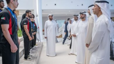 منصور بن محمد يستقبل أبطال الإمارات في الآسياد