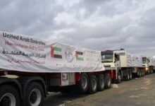ضمن عملية "الفارس الشهم 3".. دخول قافلتي مساعدات إماراتية إلى قطاع غزة تحملان 259 طنًا من المواد الغذائية 9 ضمن عملية "الفارس الشهم 3".. دخول قافلتي مساعدات إماراتية إلى قطاع غزة تحملان 259 طنًا من المواد الغذائية